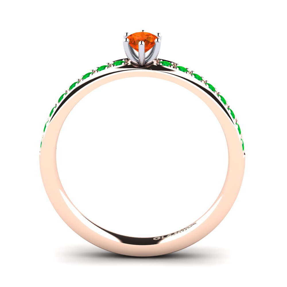 14ct Rose / White Gold Fire-Opal Engagement Ring Ageall 0.16 crt