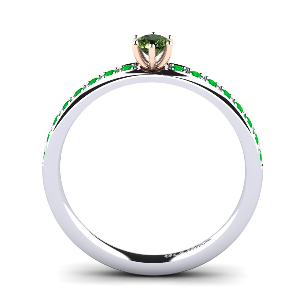 14ct White / Rose Gold Green Sapphire Engagement Ring Ageall 0.16 crt