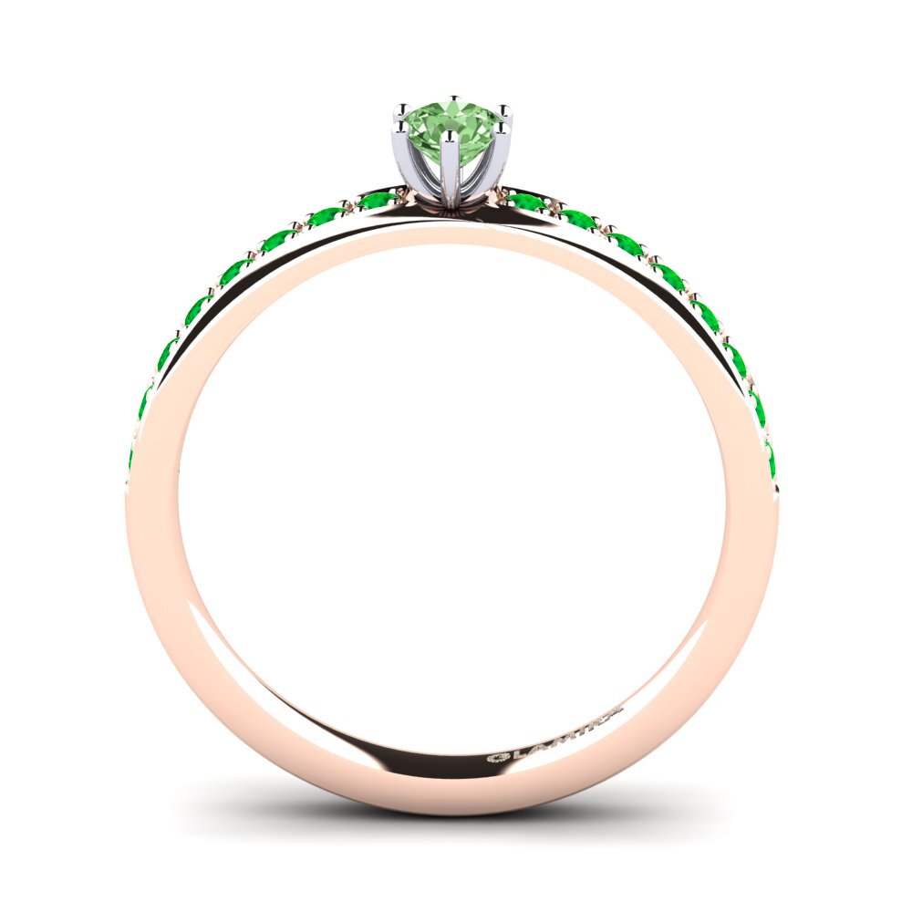 14ct Rose / White Gold Green Diamond Engagement Ring Ageall 0.16 crt