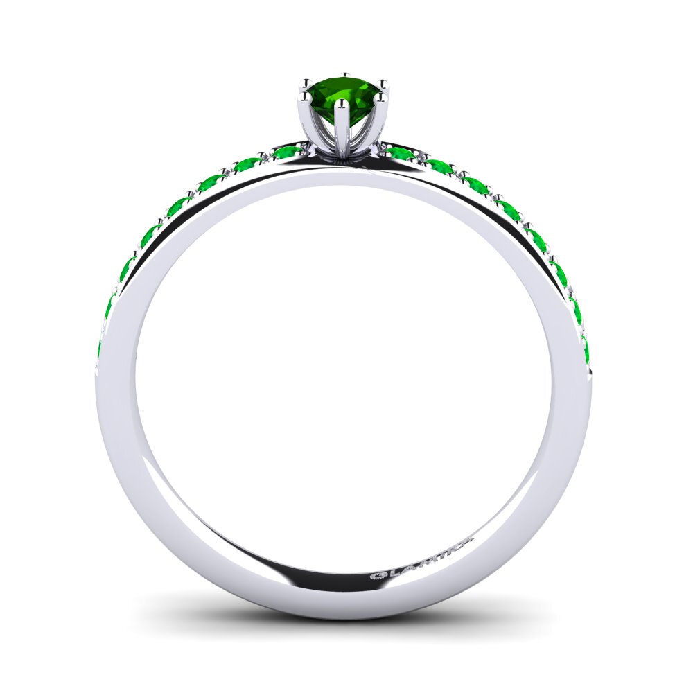 18ct White Gold Green Tourmaline Engagement Ring Ageall 0.16 crt