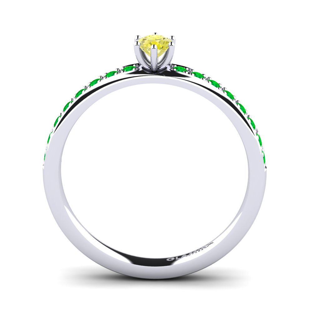 White Silver Yellow Diamond Engagement Ring Ageall 0.16 crt