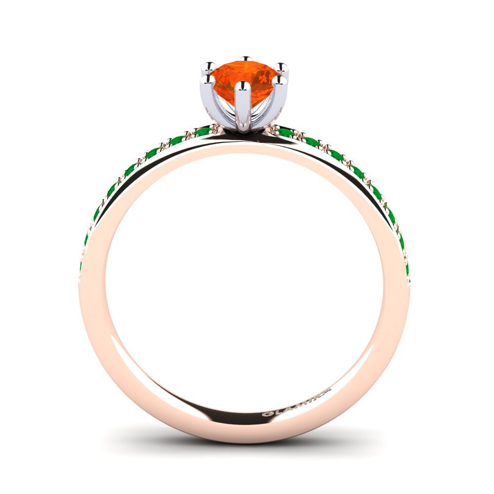 14ct Rose / White Gold Fire-Opal Engagement Ring Ageall 0.5 crt