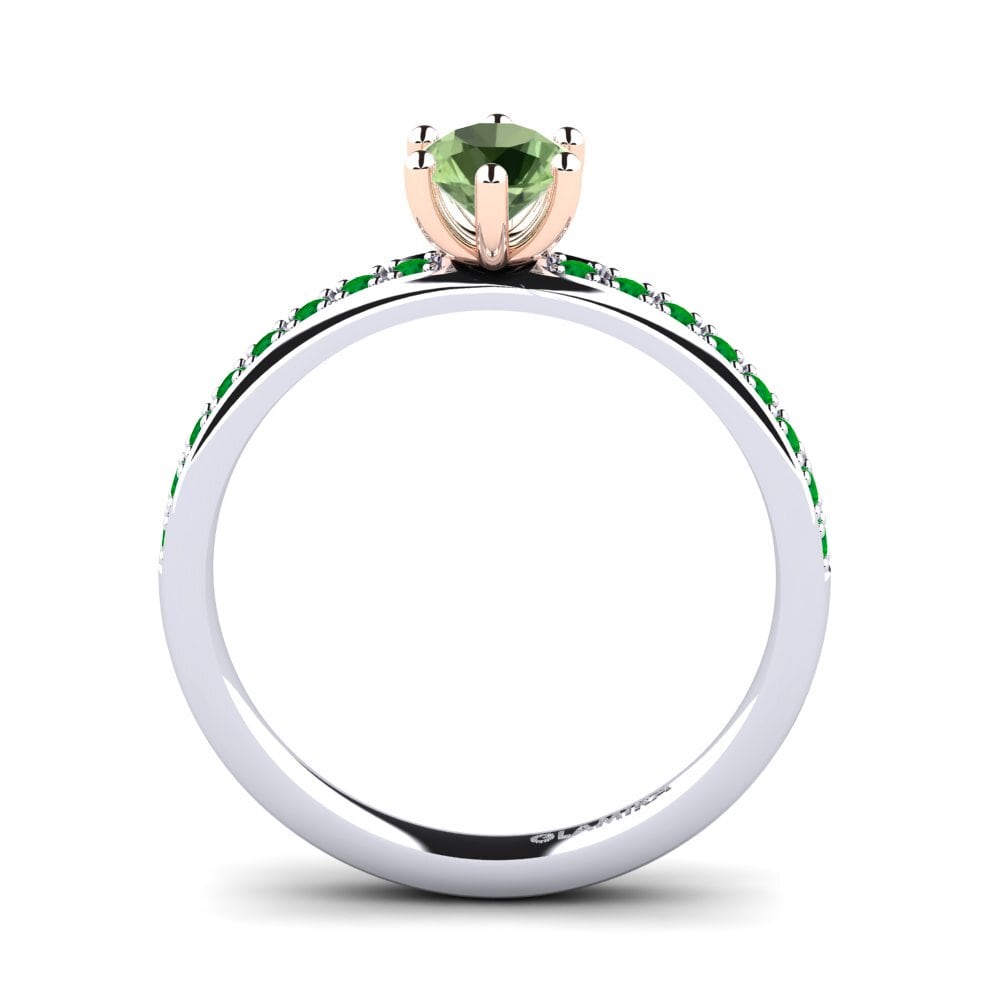 14ct White / Rose Gold Green Sapphire Engagement Ring Ageall 0.5 crt