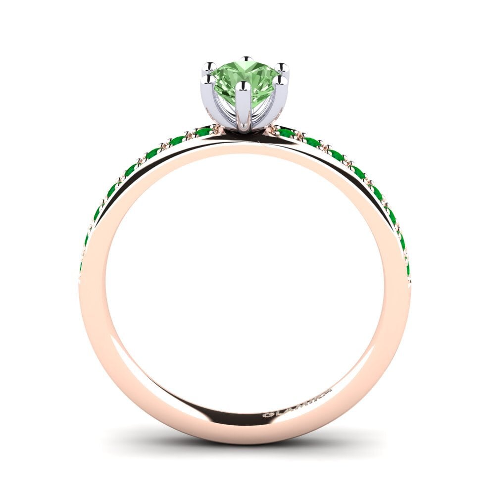 14ct Rose / White Gold Green Diamond Engagement Ring Ageall 0.5 crt