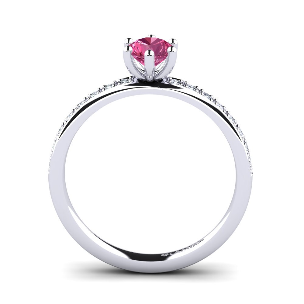 White Silver Pink Tourmaline Engagement Ring Ageall 0.5 crt