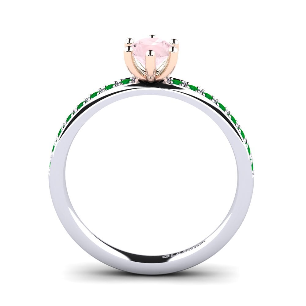 14ct White / Rose Gold Rose Quartz Engagement Ring Ageall 0.5 crt