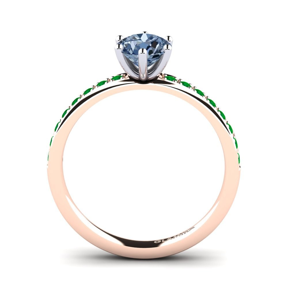 14ct Rose / White Gold Blue Diamond Engagement Ring Ageall 0.8 crt