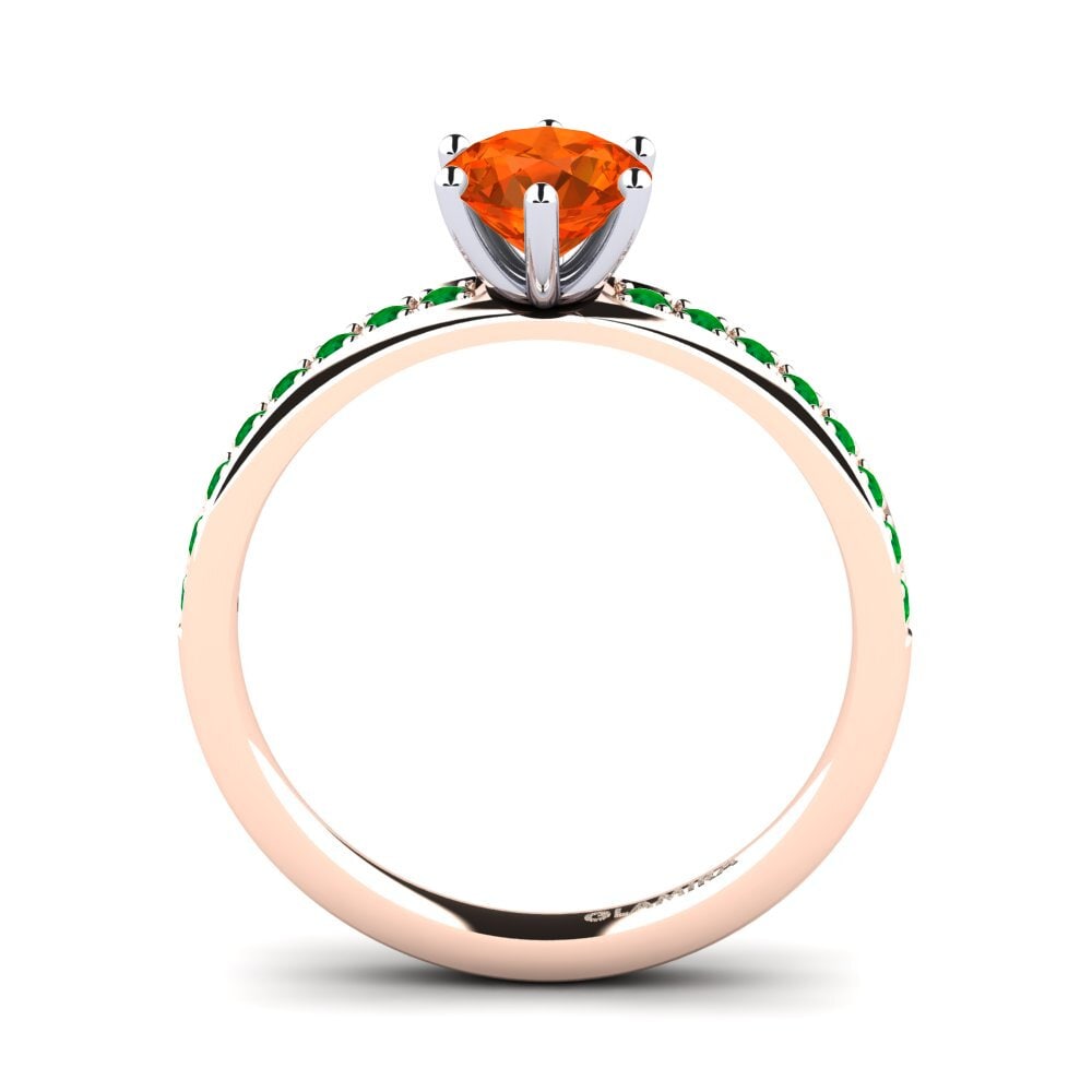 14ct Rose / White Gold Fire-Opal Engagement Ring Ageall 0.8 crt