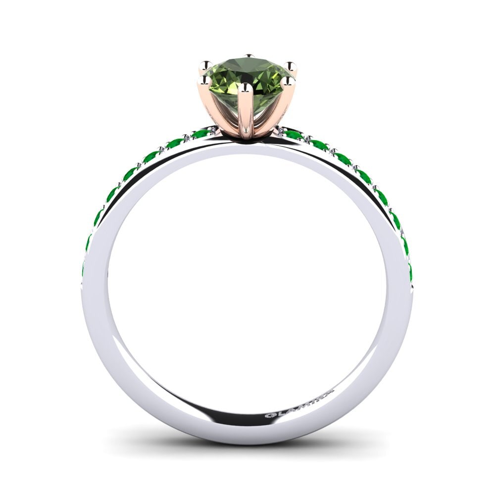 14ct White / Rose Gold Green Sapphire Engagement Ring Ageall 0.8 crt