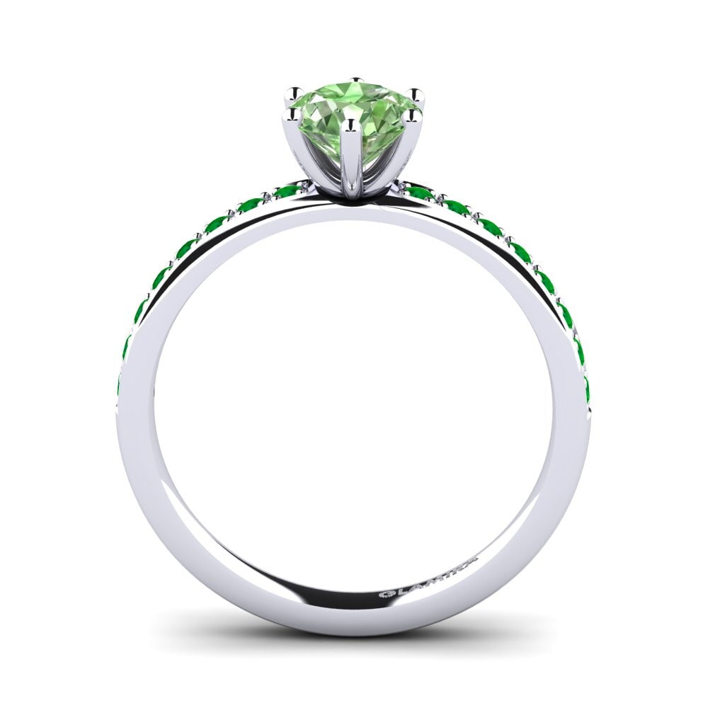 9ct White Gold Green Diamond Engagement Ring Ageall 0.8 crt