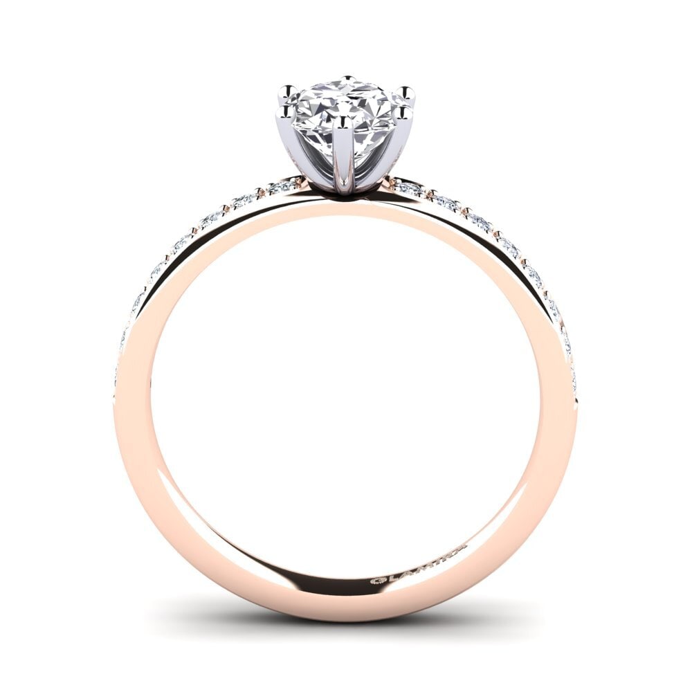 Oro Rosso & Bianco 750 Anello di fidanzamento Ageall 0.8 crt