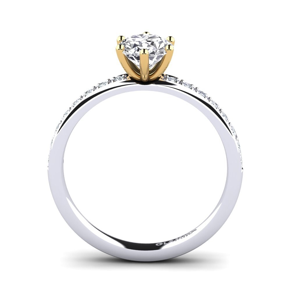 14ct White / Yellow Gold Engagement Ring Ageall 0.8 crt