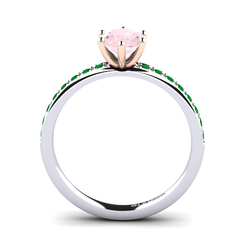 14ct White / Rose Gold Rose Quartz Engagement Ring Ageall 0.8 crt