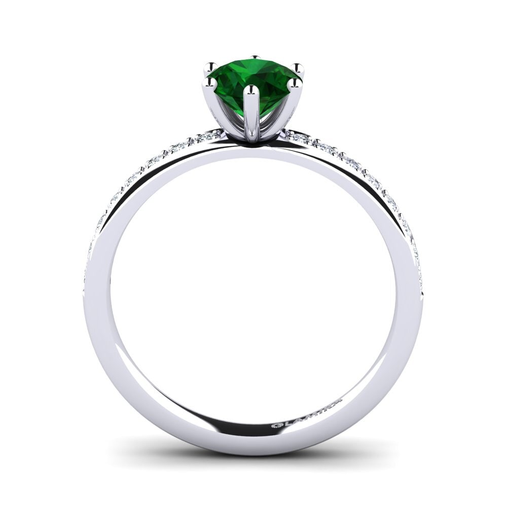 White Silver Tsavorite Engagement Ring Ageall 0.8 crt