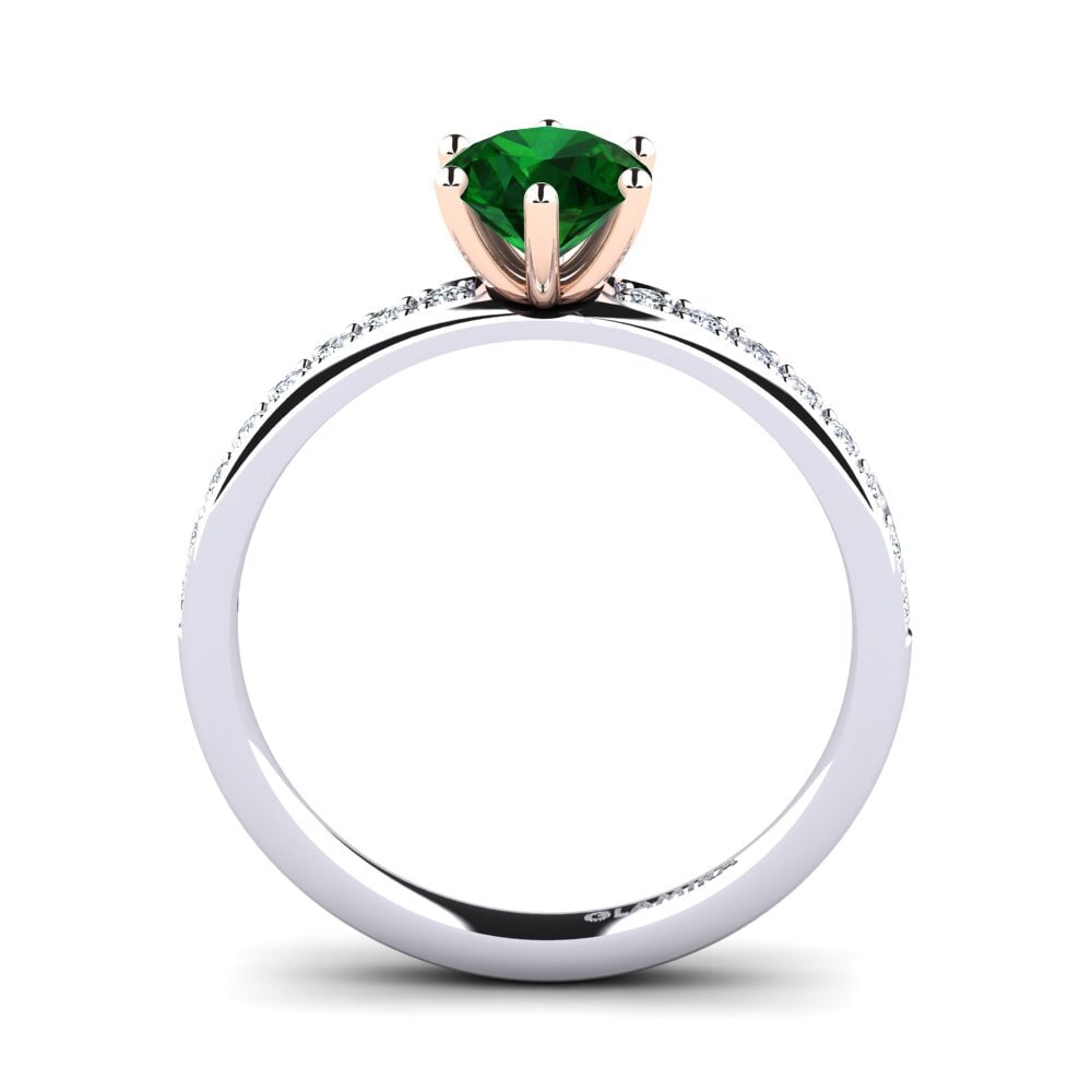 14ct White & Rose Gold Tsavorite Engagement Ring Ageall 0.8 crt