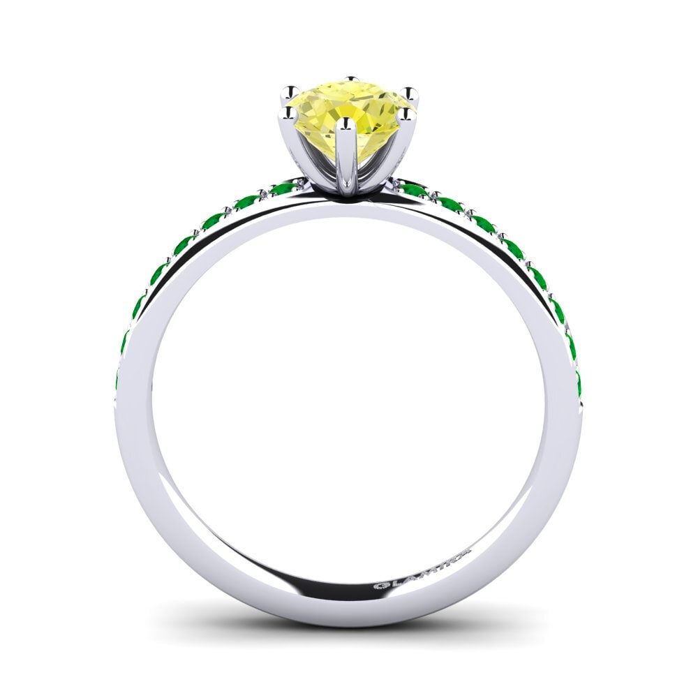 White Silver Yellow Diamond Engagement Ring Ageall 0.8 crt