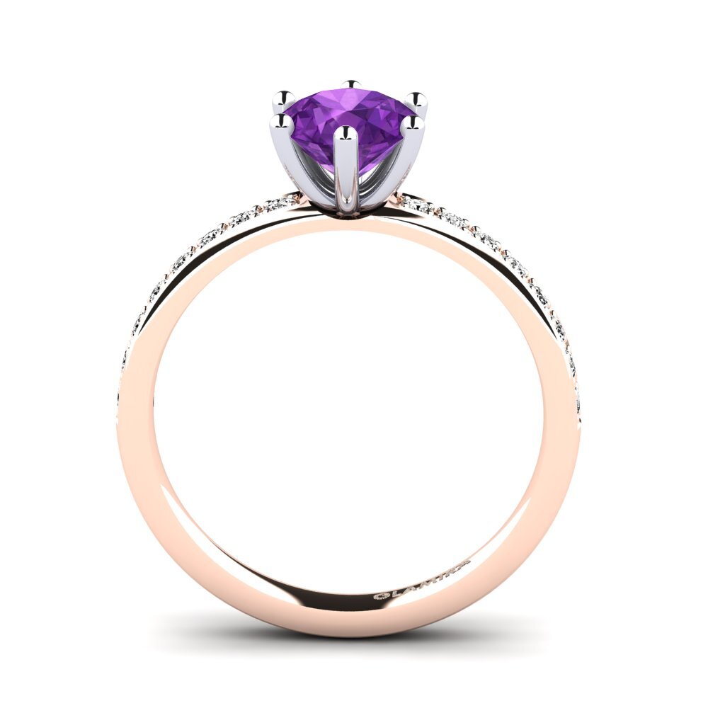 14ct Rose / White Gold Amethyst Engagement Ring Ageall 1.0 crt