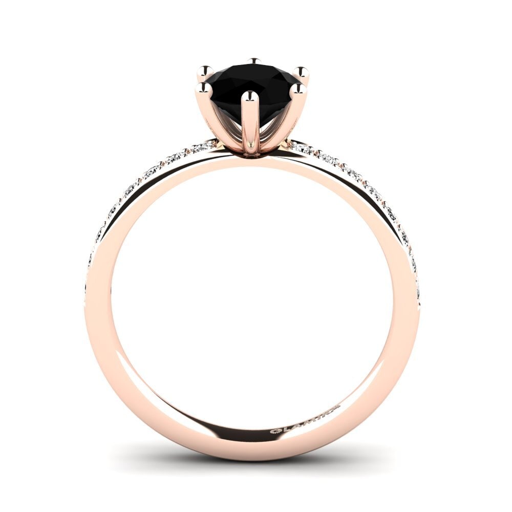 14ct Rose Gold Black Onyx Engagement Ring Ageall 1.0 crt