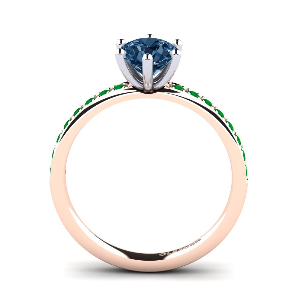 14ct Rose / White Gold Blue Diamond Engagement Ring Ageall 1.0 crt
