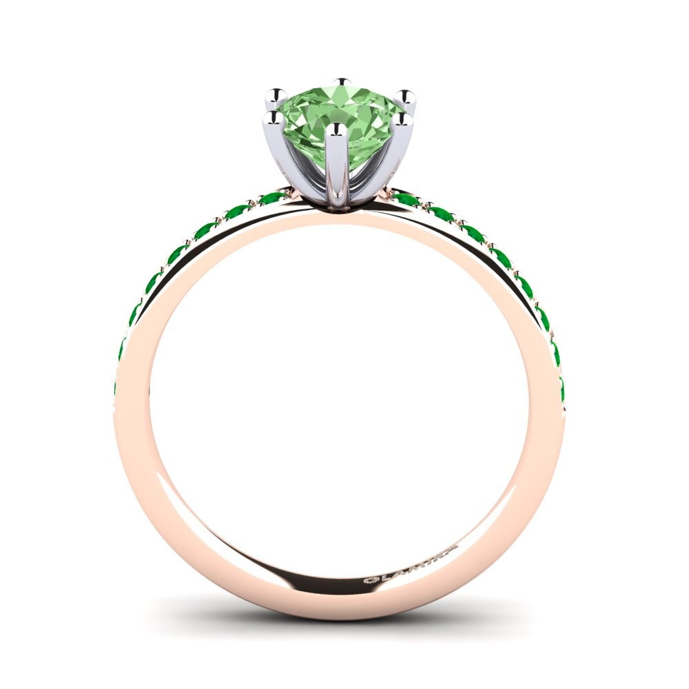 14ct Rose / White Gold Green Diamond Engagement Ring Ageall 1.0 crt
