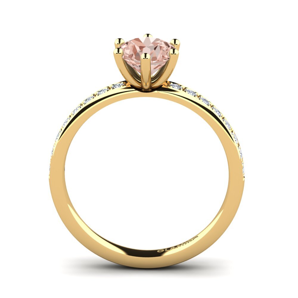14ct Yellow Gold Morganite Engagement Ring Ageall 1.0 crt