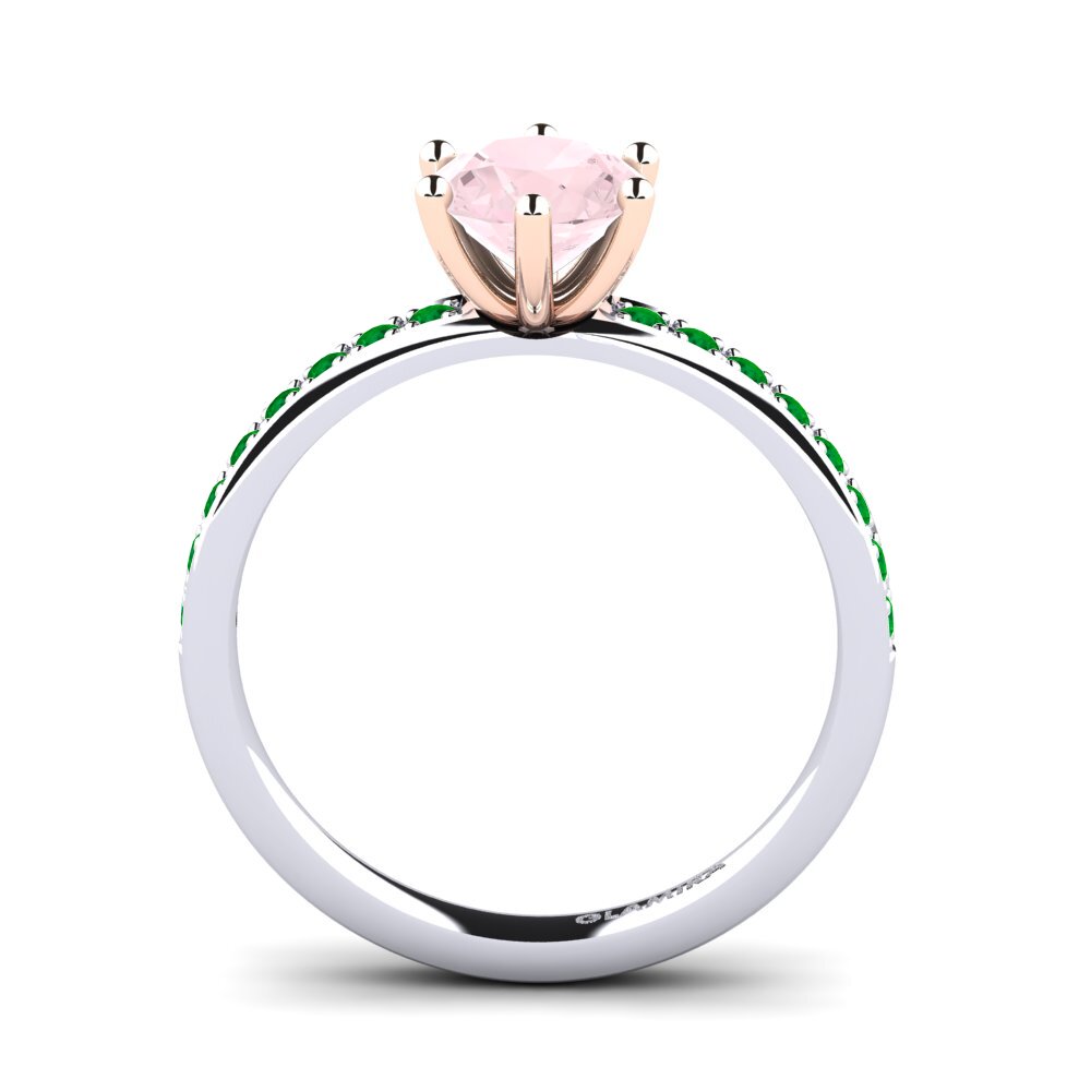 14ct White / Rose Gold Rose Quartz Engagement Ring Ageall 1.0 crt