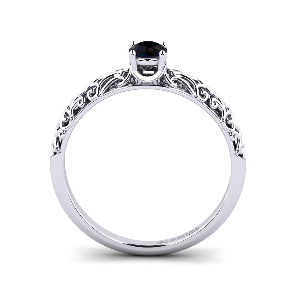 14k White Gold Black Opal Engagement Ring Alfreda