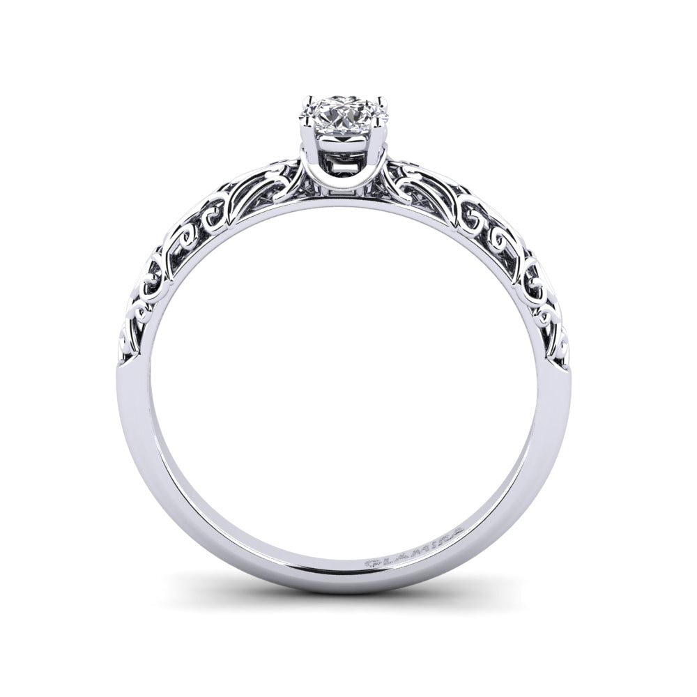 14k Oro Blanco Anillo de compromiso Alfreda