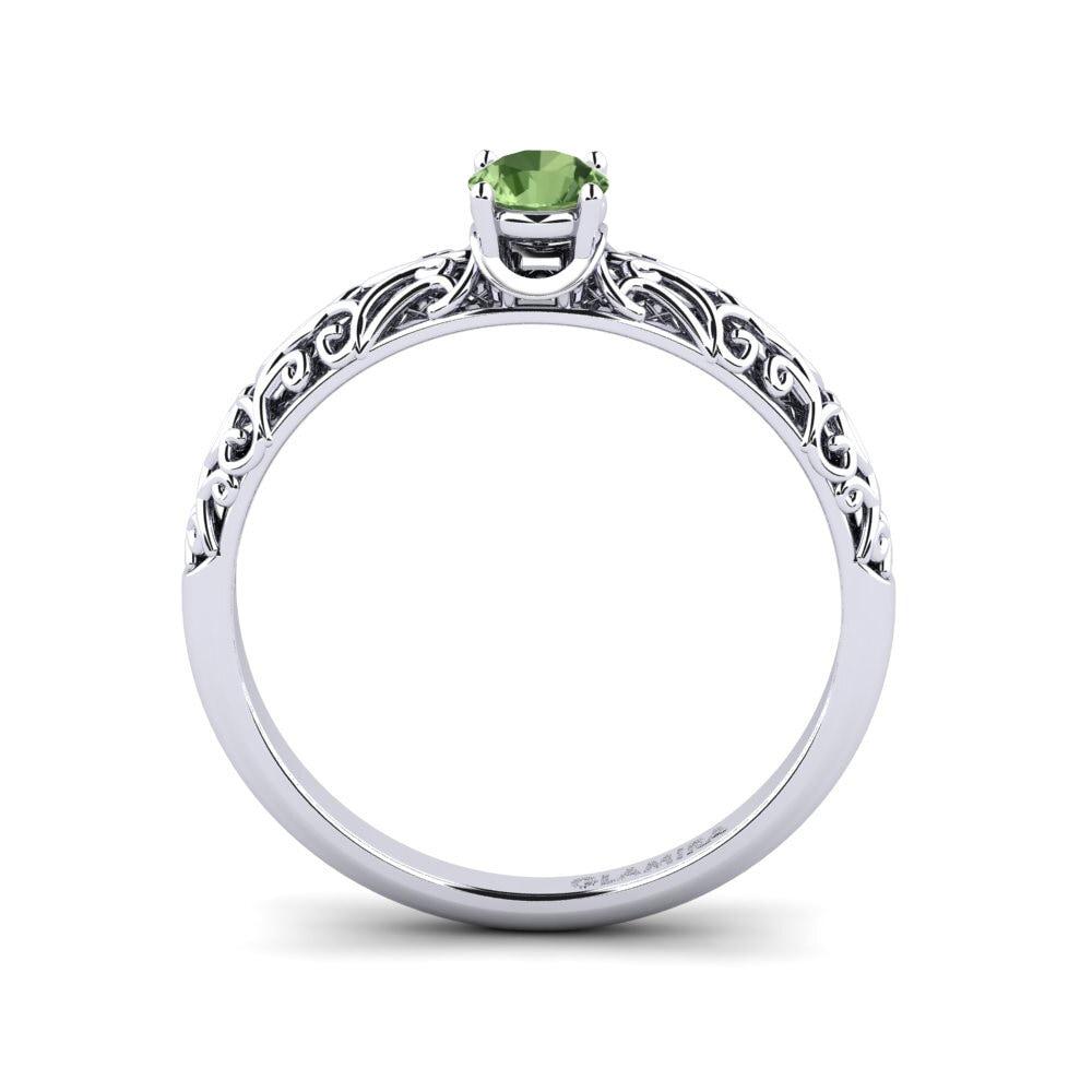 White Silver Green Sapphire Engagement Ring Alfreda