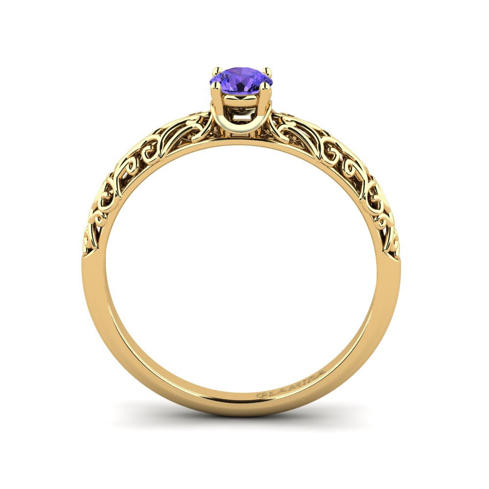18k Oro Amarillo Tanzanita Anillo de compromiso Alfreda