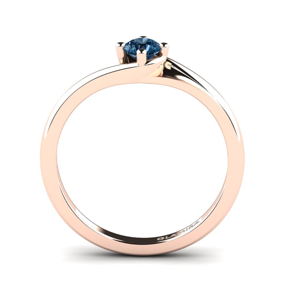 14k Oro Rosa Diamante Azul Anillo de compromiso Alfrida