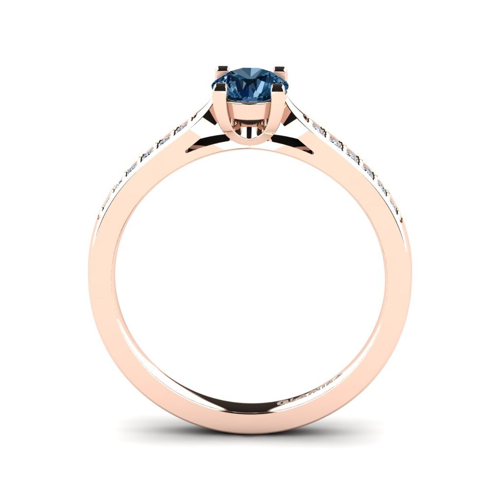14k Oro Rosa Diamante Azul Anillo de compromiso Alina