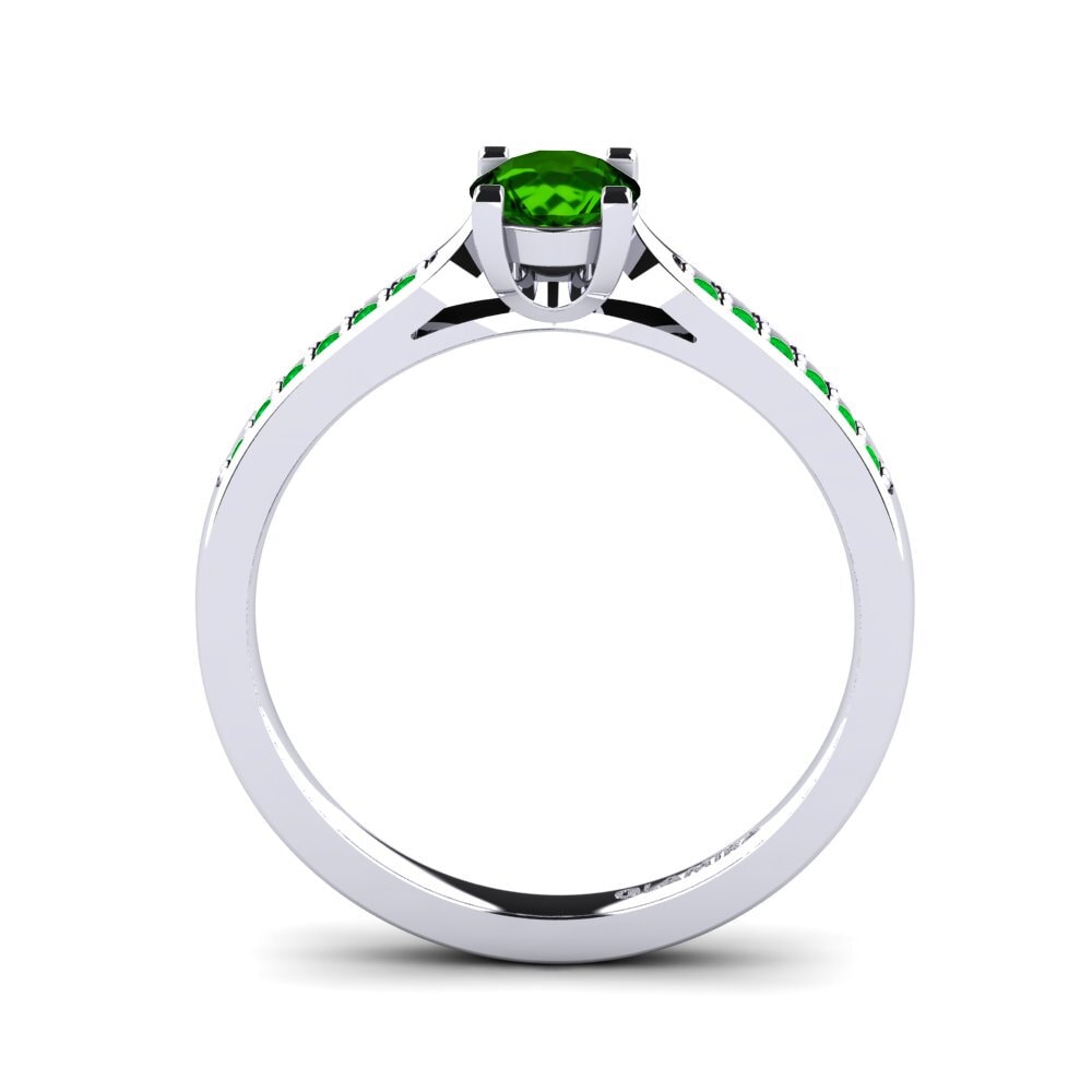 18ct White Gold Green Tourmaline Engagement Ring Alina