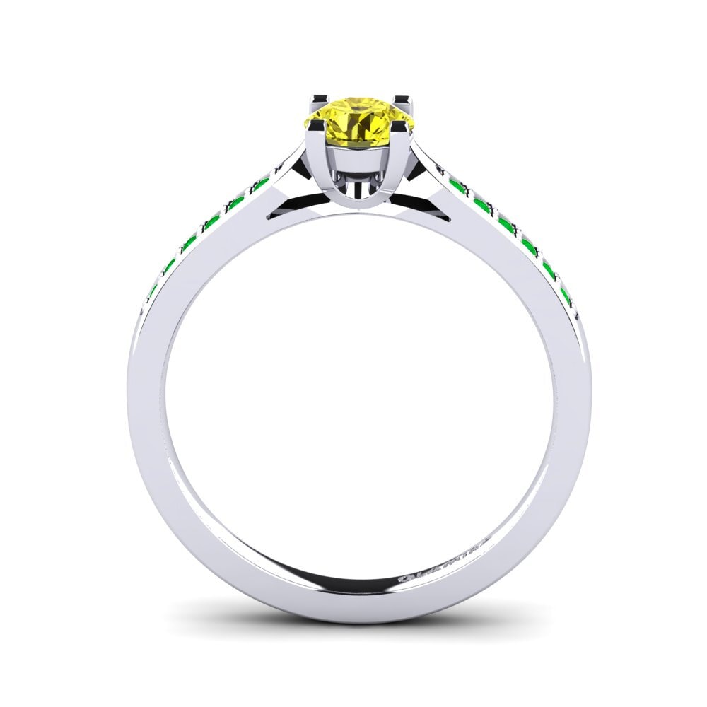 White Silver Yellow Diamond Engagement Ring Alina