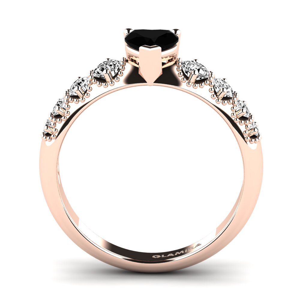 14ct Rose Gold Black Onyx Engagement Ring Alonnisos