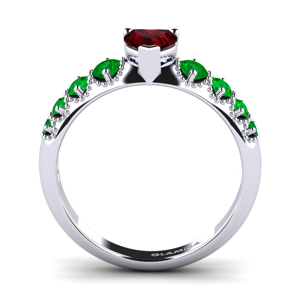 9ct White Gold Garnet Engagement Ring Alonnisos