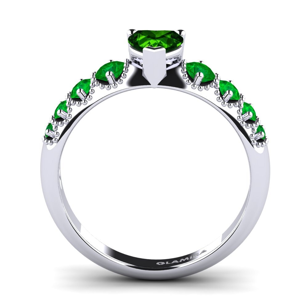 18ct White Gold Green Tourmaline Engagement Ring Alonnisos