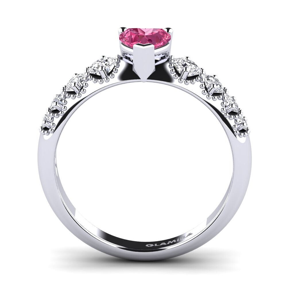 White Silver Pink Tourmaline Engagement Ring Alonnisos