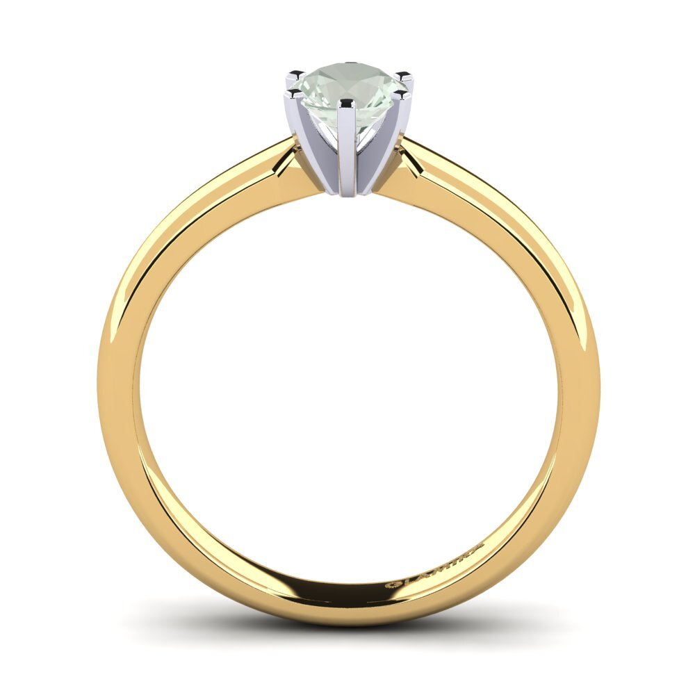 14k Oro Amarillo & Blanco Amatista verde Anillo de compromiso Amanda 0.5crt