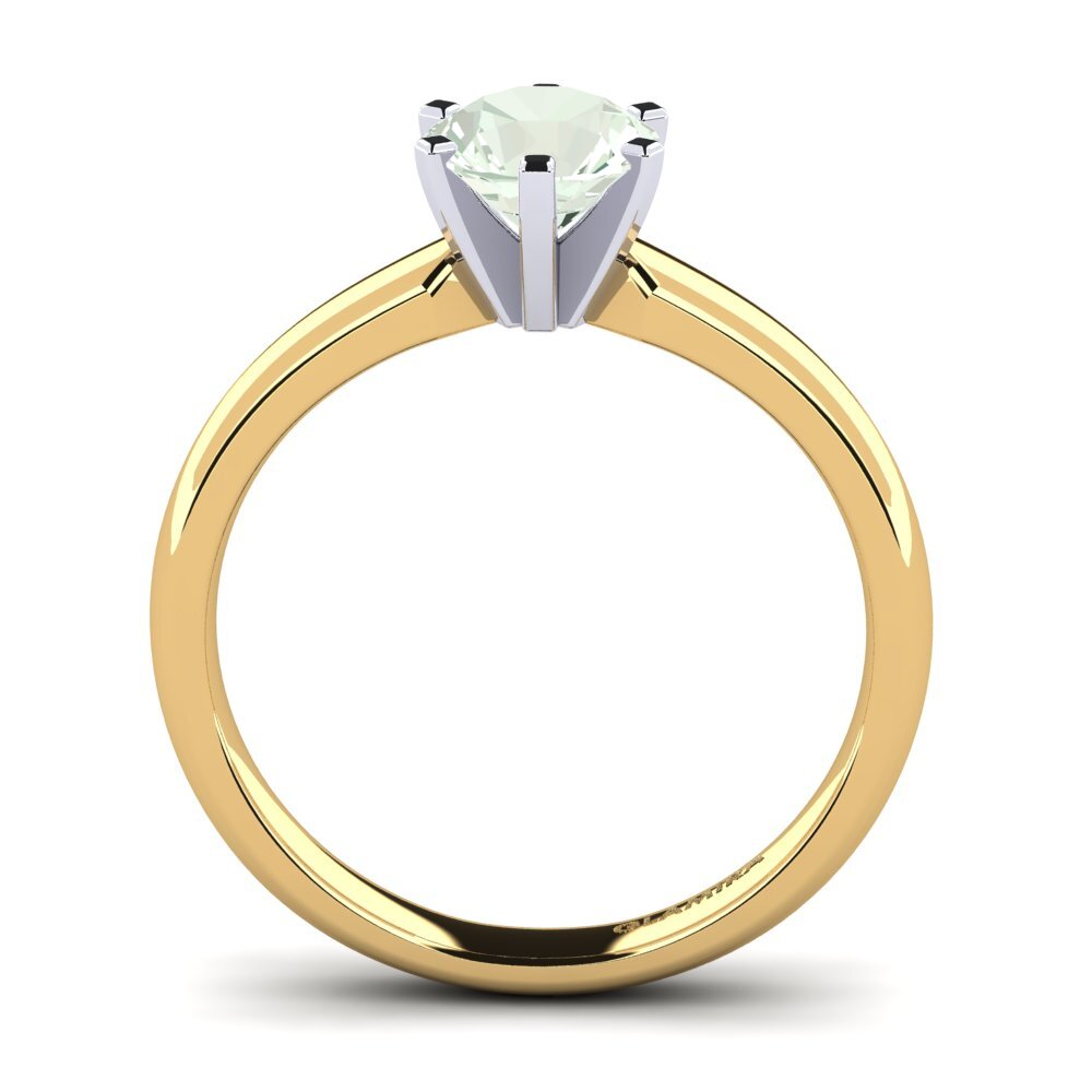 14k Oro Amarillo & Blanco Amatista verde Anillo de compromiso Amanda 1.0crt