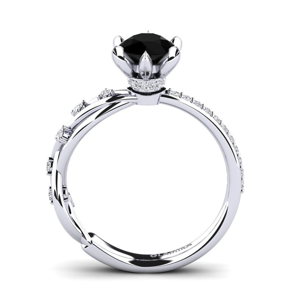 Black Onyx Engagement Ring Arla - Round