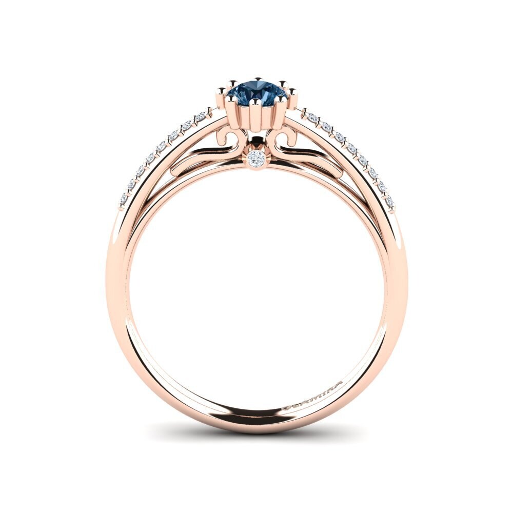 14k Oro Rosa Diamante Azul Anillo de compromiso Atoryia