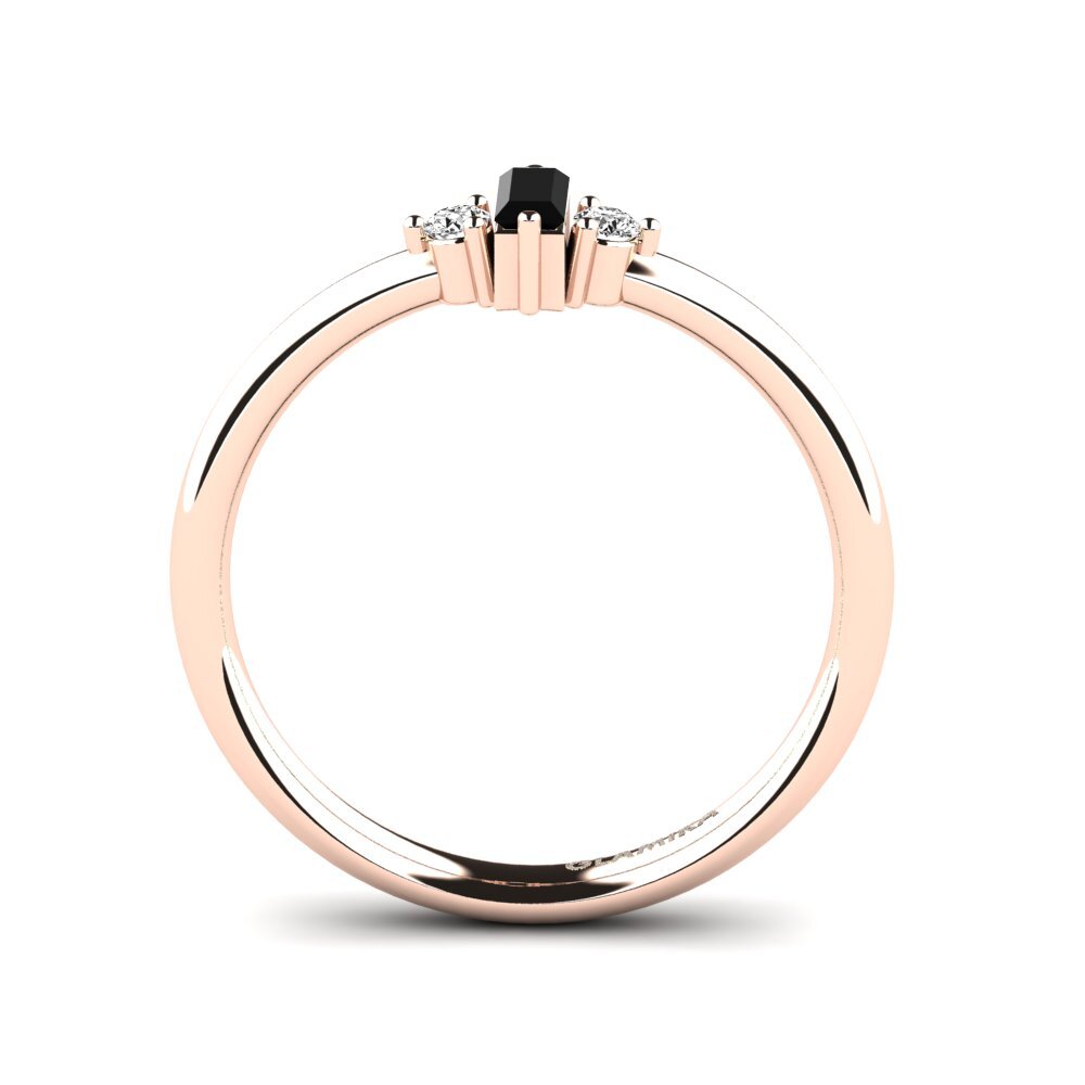 14ct Rose Gold Black Onyx Engagement Ring Auray