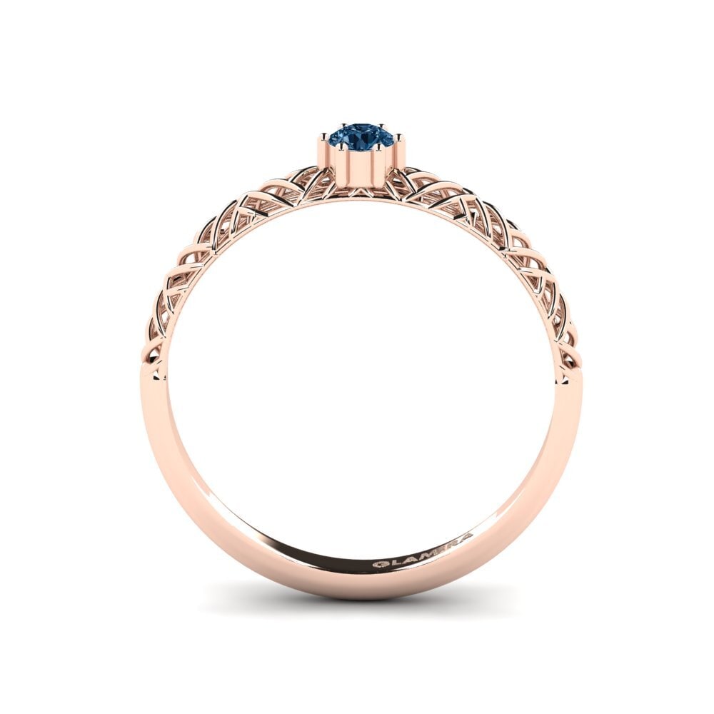 14k Oro Rosa Diamante Azul Anillo de compromiso Averasa
