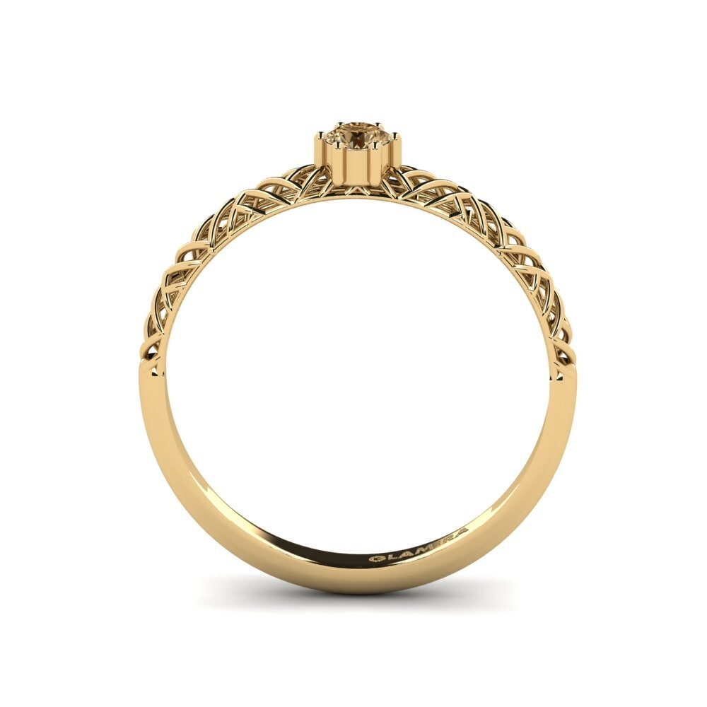 14ct Yellow Gold Brown Diamond Engagement Ring Averasa