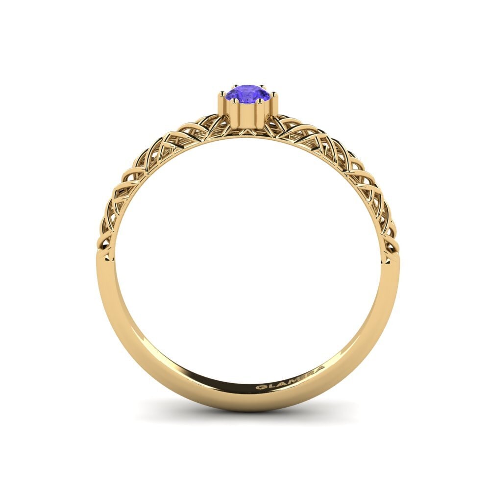 18k Oro Amarillo Tanzanita Anillo de compromiso Averasa