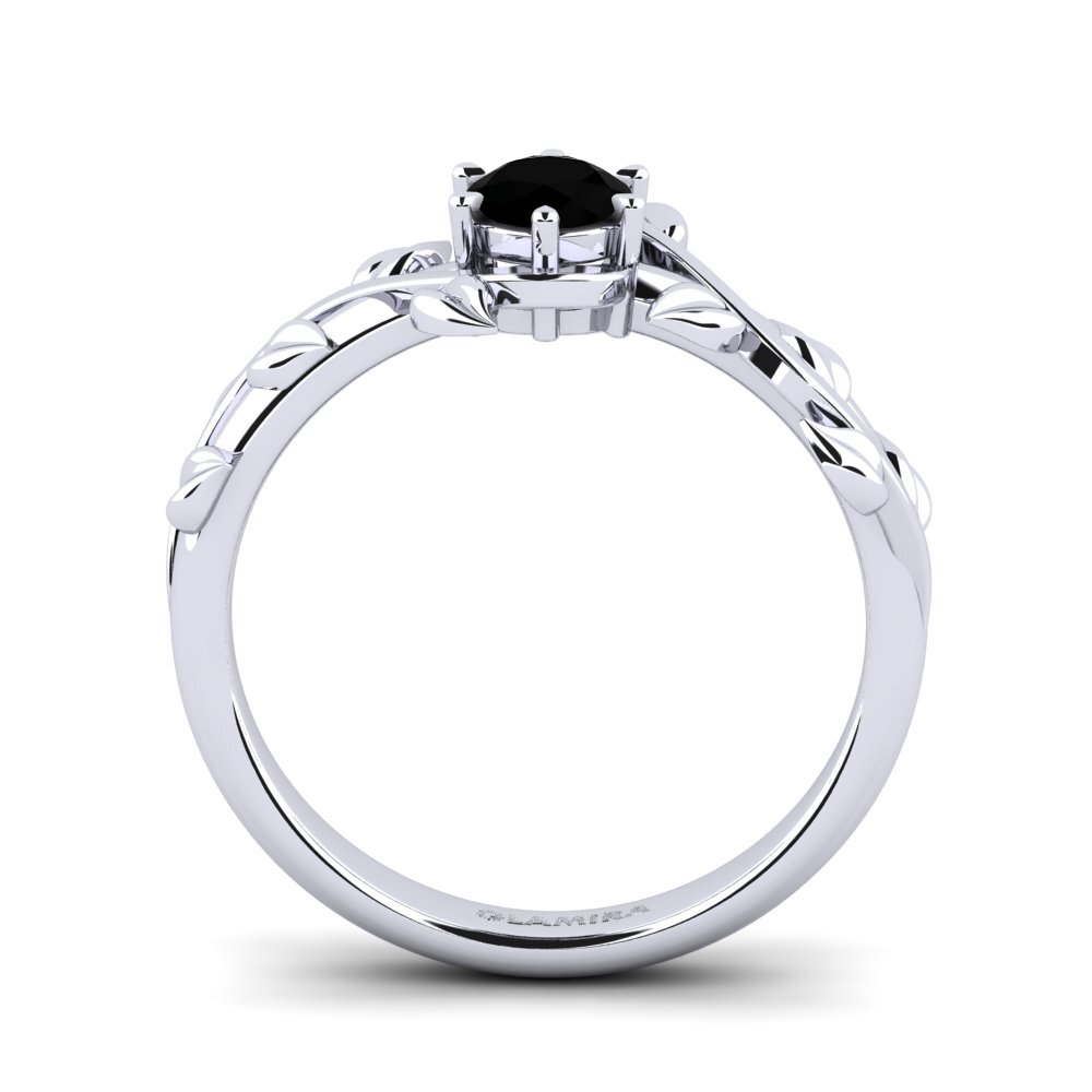 Black Onyx Engagement Ring Bagu