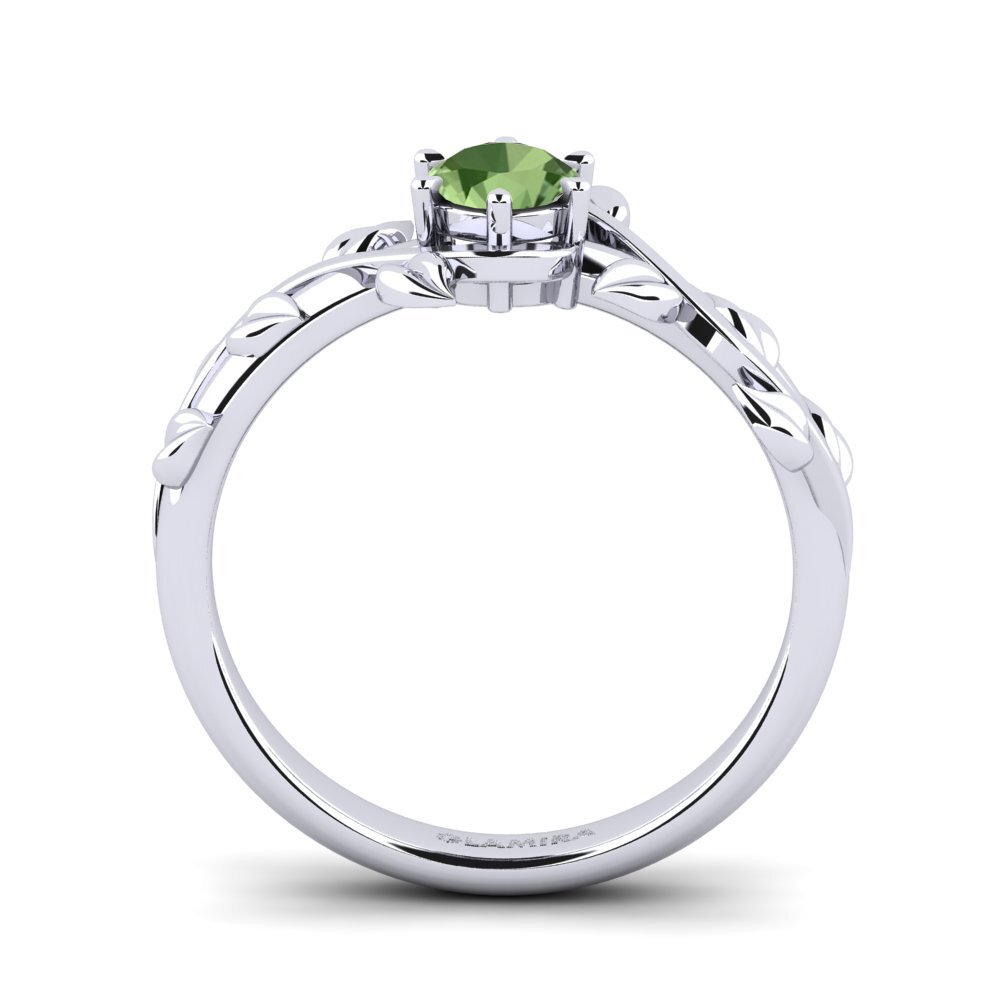 Green Sapphire Engagement Ring Bagu