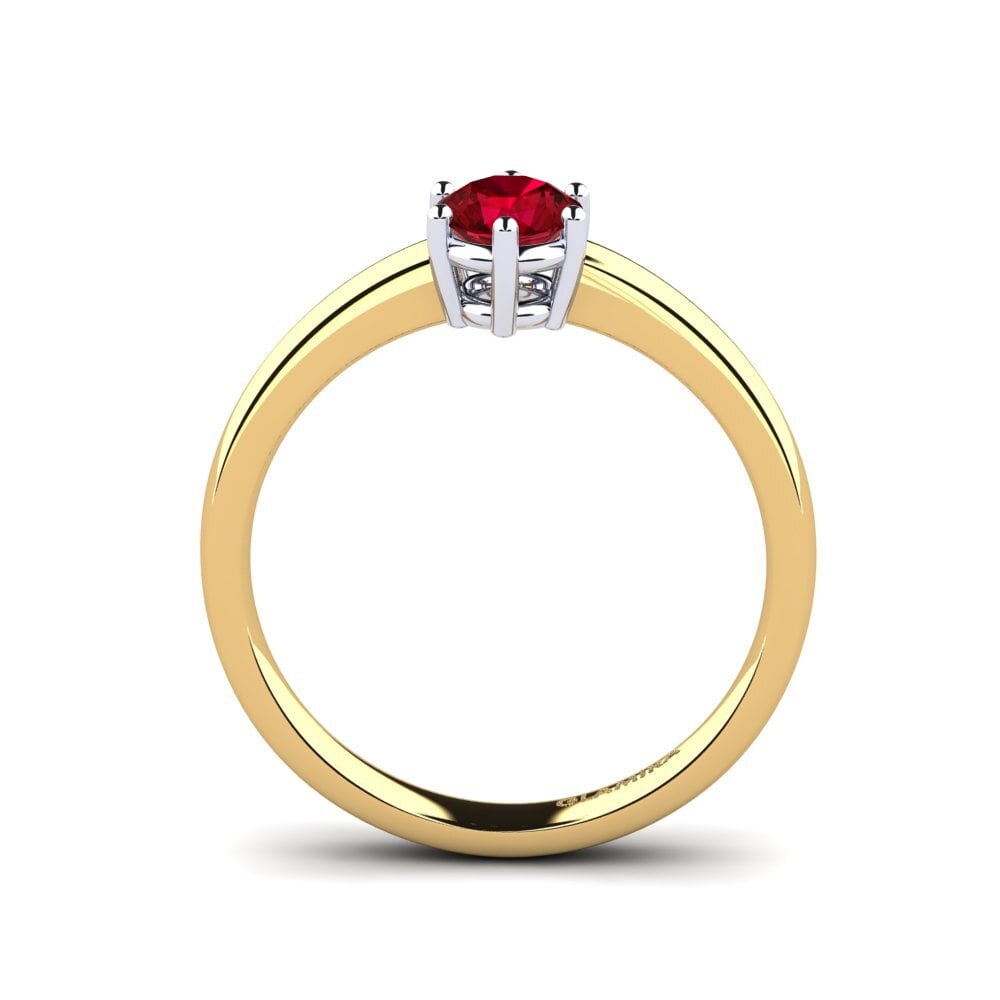 750 Gelb & Weißgold Roter Zirkonia Verlobungsring Belva