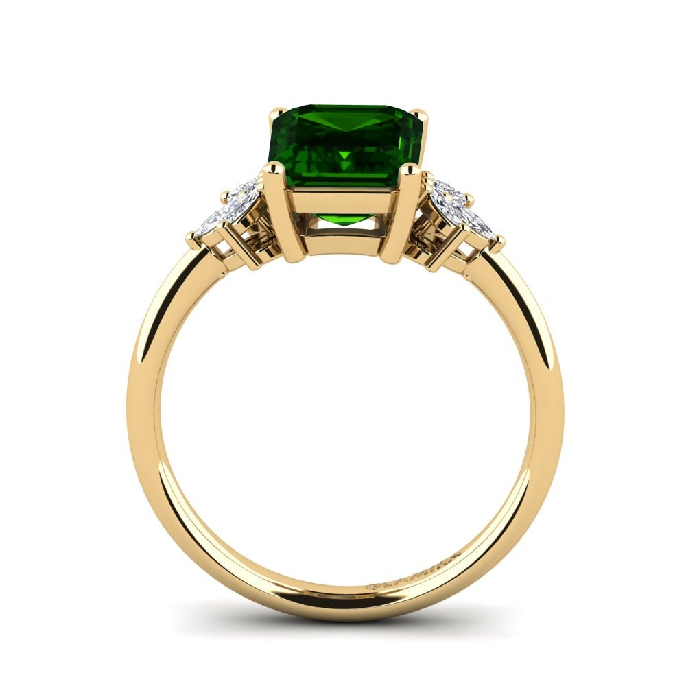 14ct Yellow Gold Green Tourmaline Engagement Ring Besett